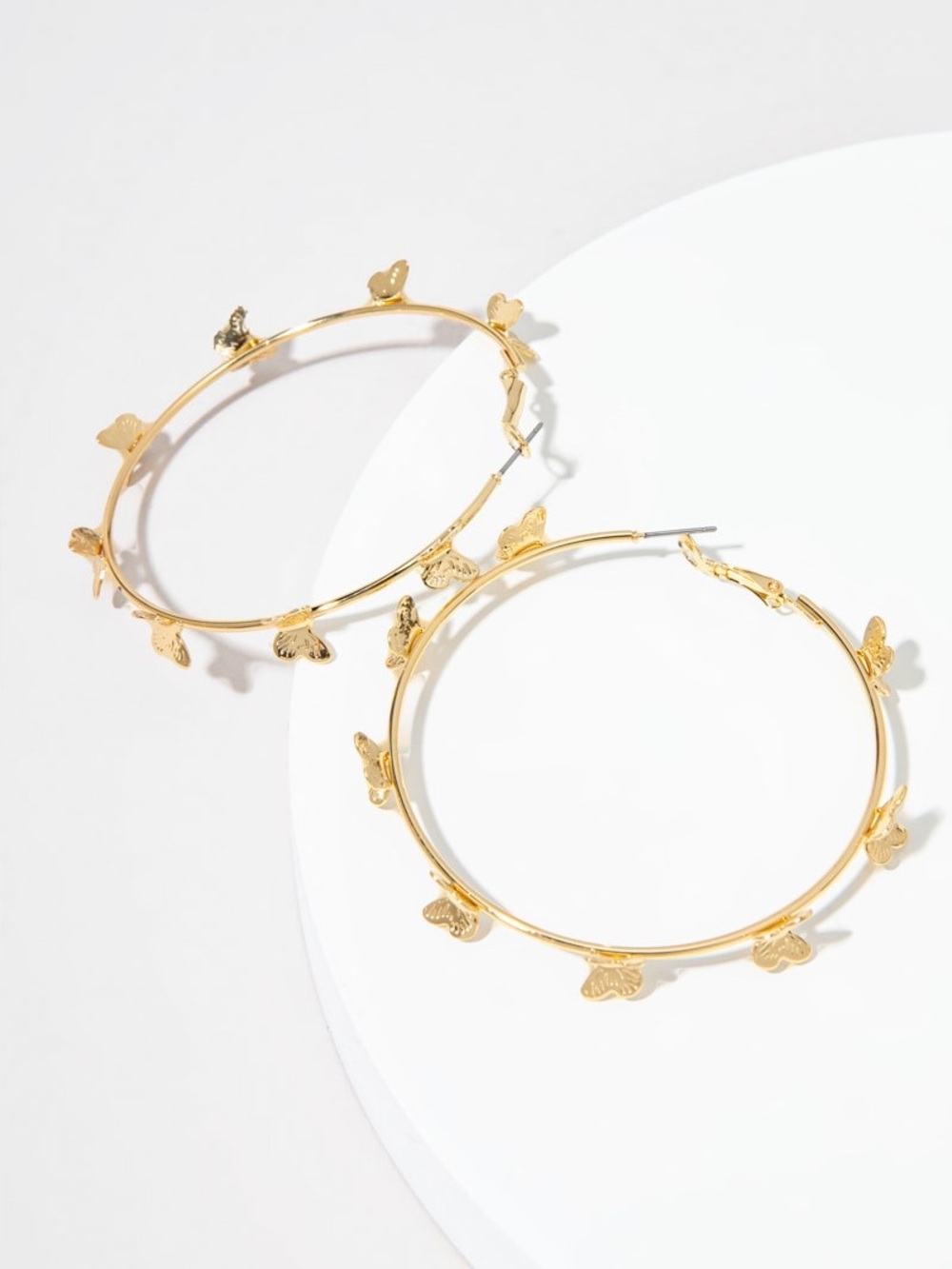 Francesca’s Gold Colored Julie Butterfly Station Golden Hoop Earrings